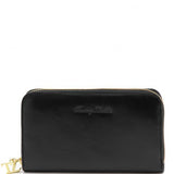 Exclusive leather accordion wallet with zip closure