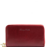 Exclusive leather accordion wallet with zip closure
