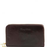 Exclusive leather accordion wallet with zip closure