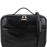 Vicenza - Leather laptop briefcase with zip closure
