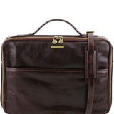 Vicenza - Leather laptop briefcase with zip closure