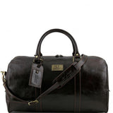 TL Voyager - Travel leather duffle bag with pocket on the backside - Large size