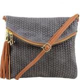 TL Bag - Herringbone printed shoulder bag with tassel detail