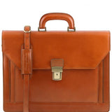 Napoli - 2 compartments leather briefcase with front pocket