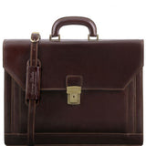 Napoli - 2 compartments leather briefcase with front pocket