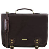 Ancona - 2 Compartments leather messenger bag with flap