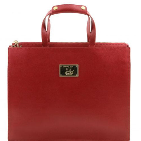 Palermo - Women's Saffiano Leather briefcase 3 compartments
