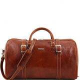 Berlin - Travel leather duffle bag with front straps - Large size