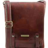 Roby - Leather crossbody bag for men with front straps
