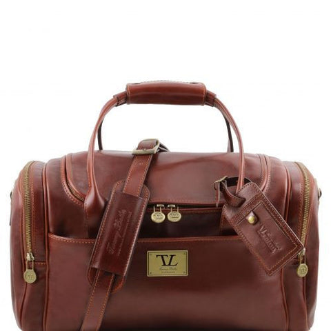 TL Voyager - Travel leather bag with side pockets - Small size