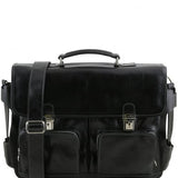 Ventimiglia - Leather multi compartment TL SMART briefcase with front pockets