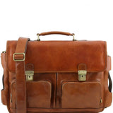 Ventimiglia - Leather multi compartment TL SMART briefcase with front pockets