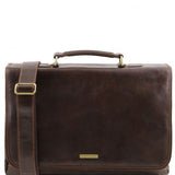 Mantova - Leather multi compartment TL SMART briefcase with flap