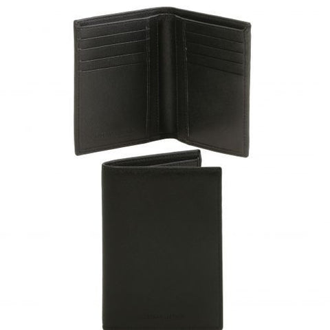 Exclusive Saffiano leather 2 fold vertical wallet for men